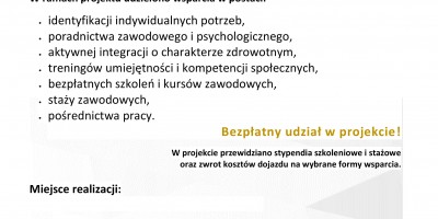 Rekrutacja do III edycji projektu „Kompleksowe wsparcie społeczno-zawodowe osób z Nowego Sącza oraz powiatów nowosądeckiego i limanowskiego”
